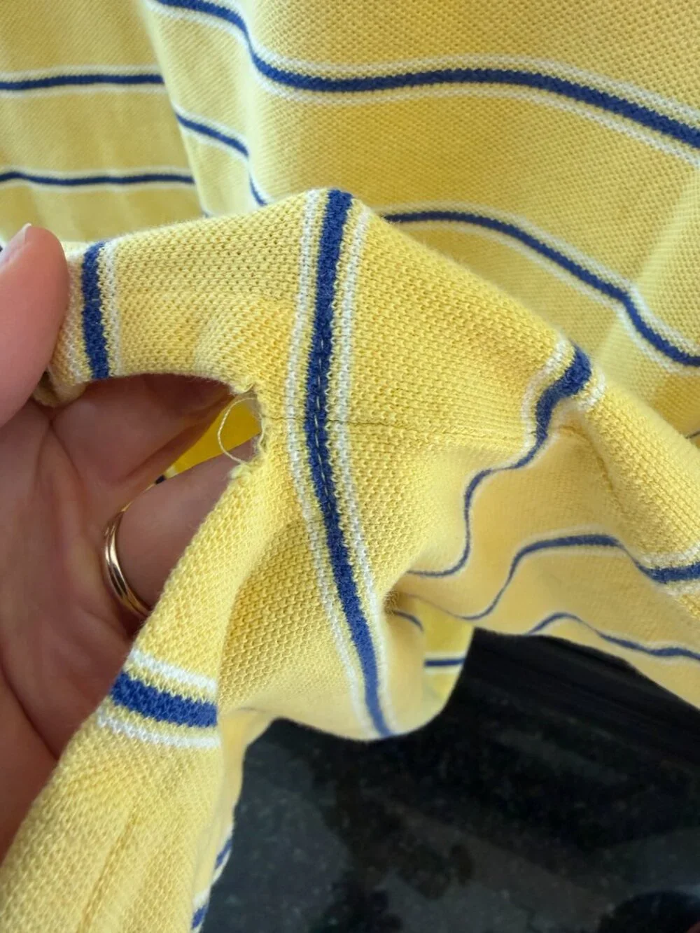 Polo Ralph Lauren Short Sleeve Polo Shirt Cotton Yellow Striped Mens SZ M.